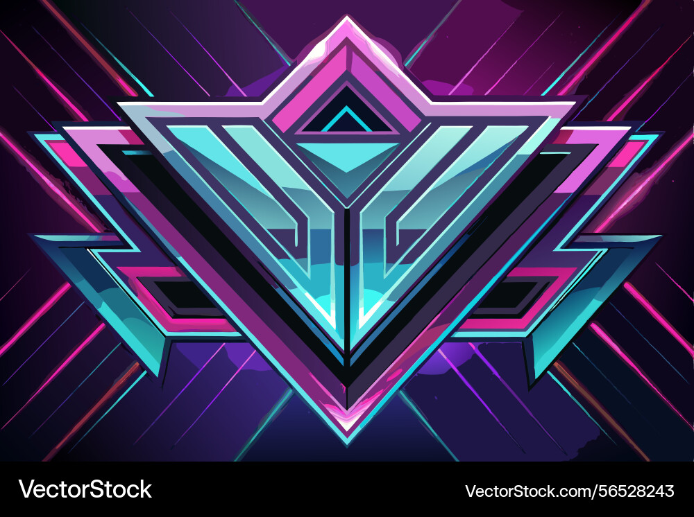Dynamic neon laser cut design with sharp angles Vector Image