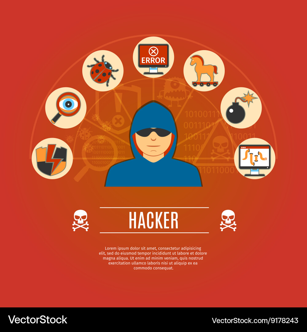 Hacker Icon Set - Security Concepts vector image