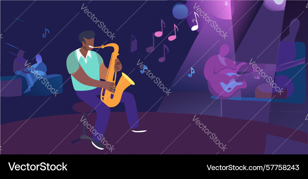 Saxophone player dynamic stage performance design Vector Image