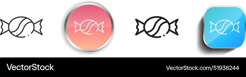 Bonbon icon thin linear regular and button style vector image