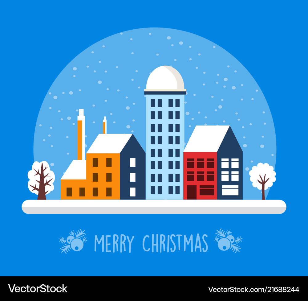City snowy with houses City snowy with houses vector image