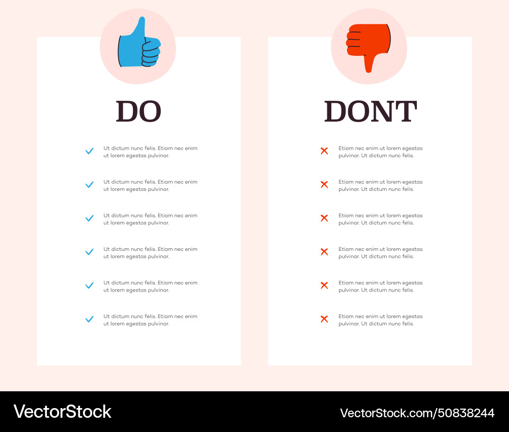 Do and dont checklist guide Vector Image