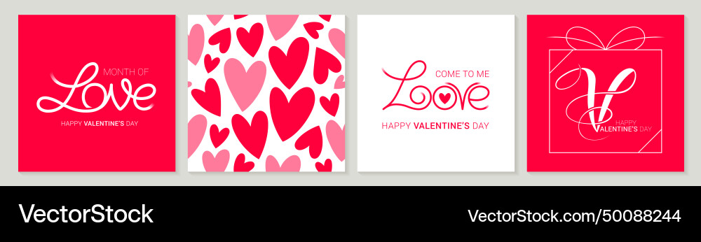 Happy valentines day trendy greeting cards red Happy valentines day trendy greeting cards red vector image