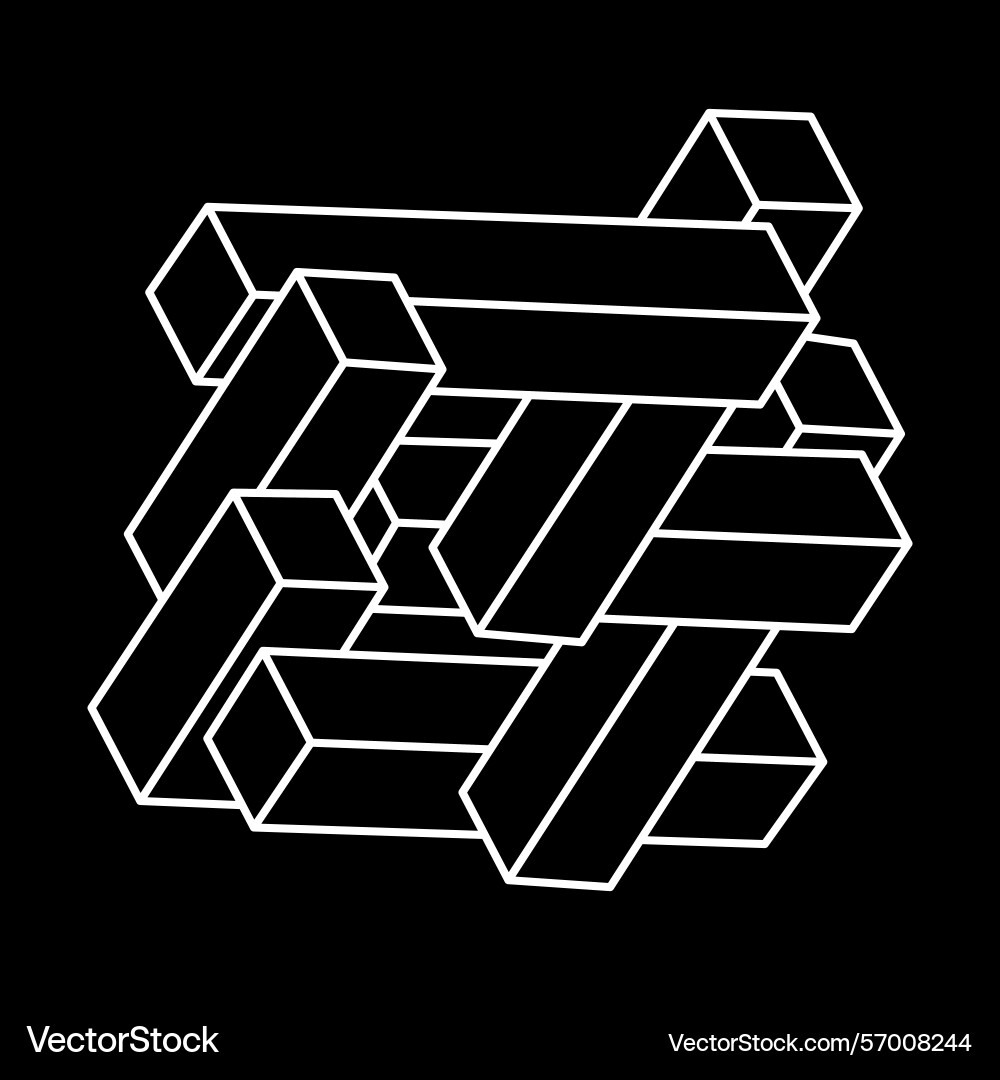 Impossible objects optical illusion shapes 3d Impossible objects optical illusion shapes 3d Vector Image