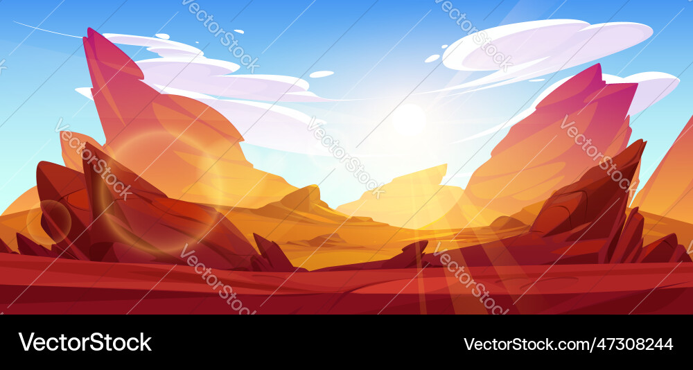Rock desert cartoon landscape background Vector Image