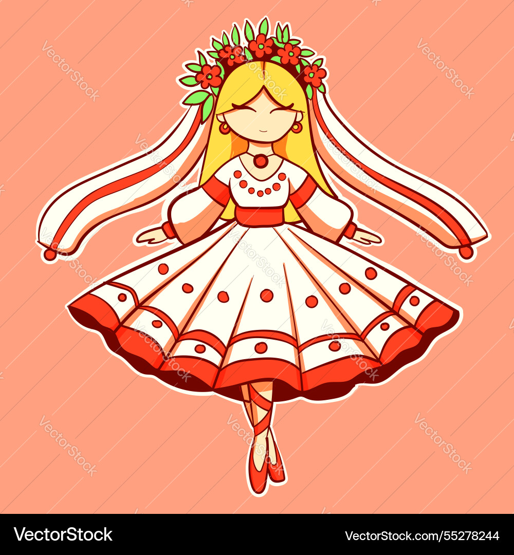 Romanian girl with a flower tiara and blonde hair Romanian girl with a flower tiara and blonde hair vector image