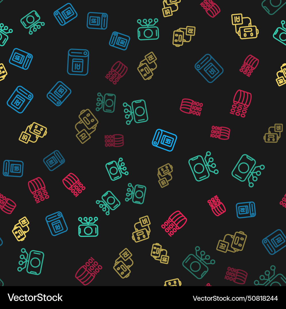 Set line artificial intelligence ai neural Set line artificial intelligence ai neural vector image