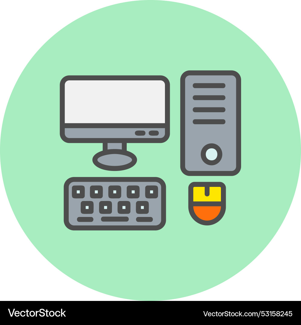 Computer line filled circle icon Vector Image