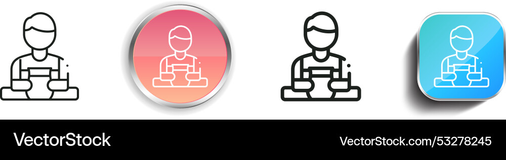 Craftsman icon thin linear regular and button Craftsman icon thin linear regular and button Vector Image