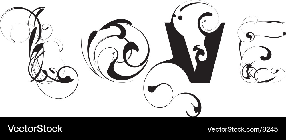 Floral Love Swirl Vector Image