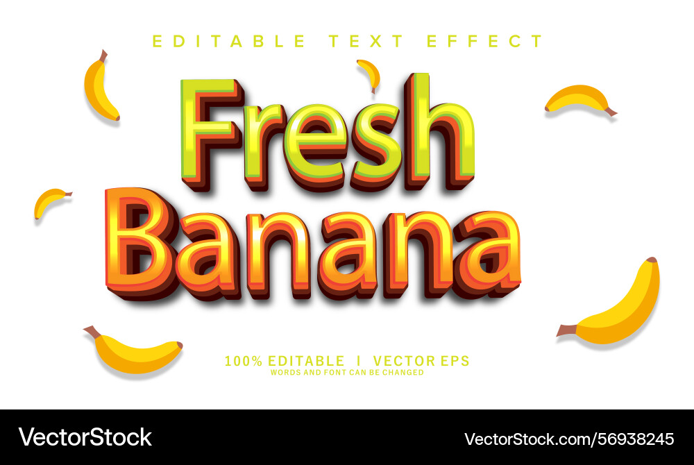 Fresh banana text effect with modern style design Fresh banana text effect with modern style design vector image