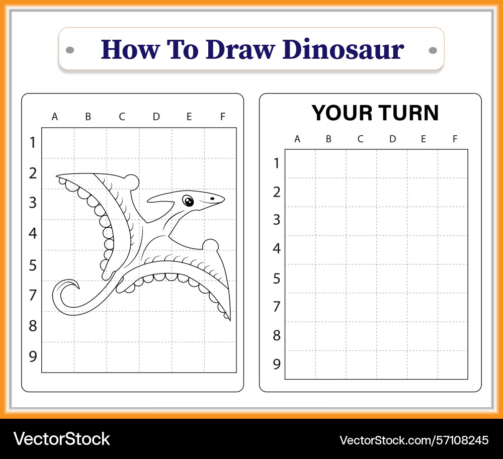 Learn to draw a dinosaur pterodactyl with grid Vector Image