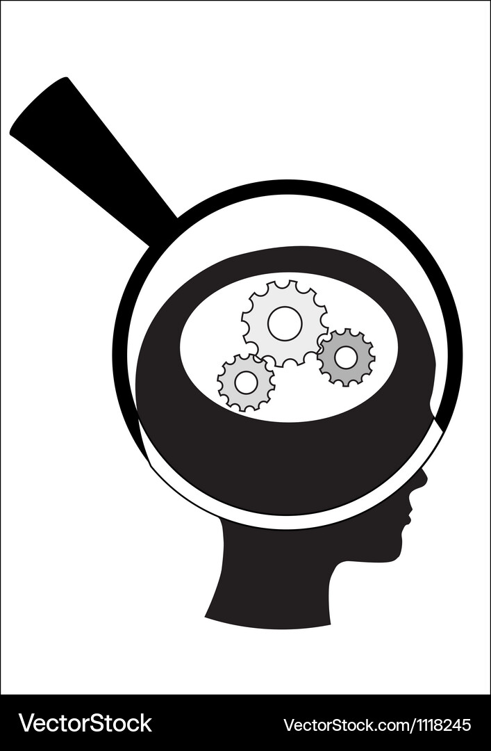 Man and thinking robot mechanisms gears Vector Image