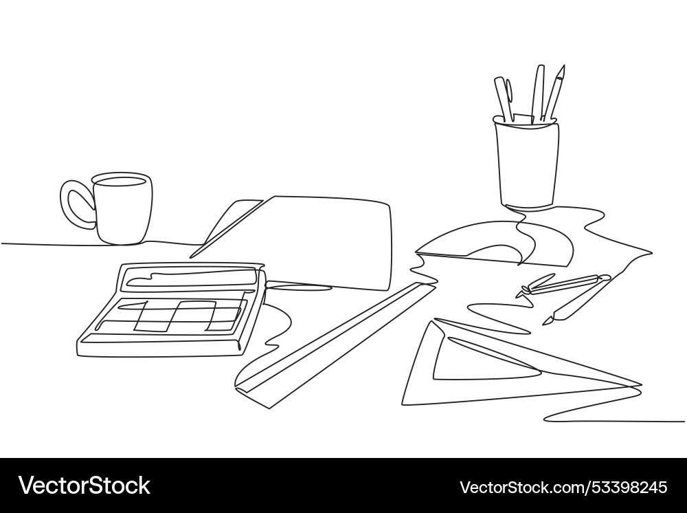 Single continuous line drawing calculator Single continuous line drawing calculator vector image