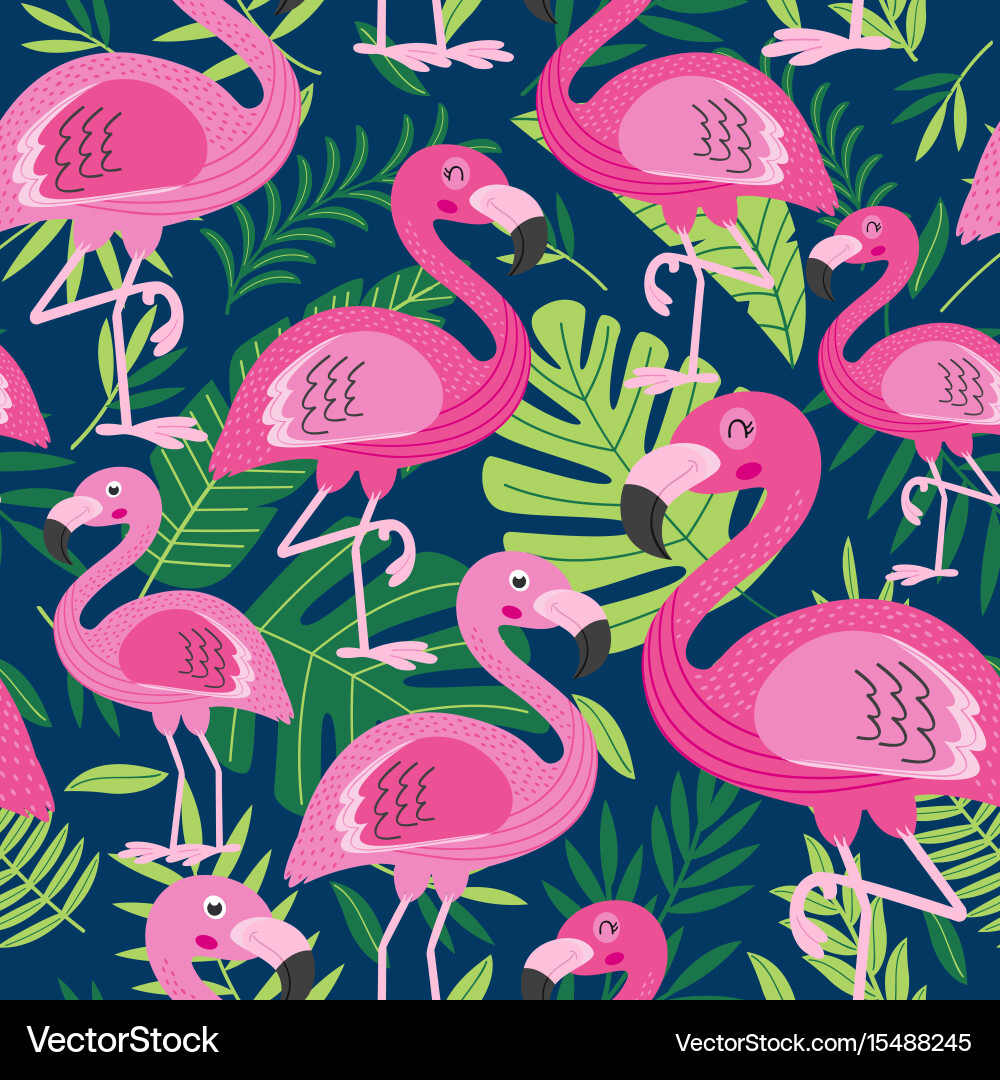 Tropical Flamingo Pattern vector image