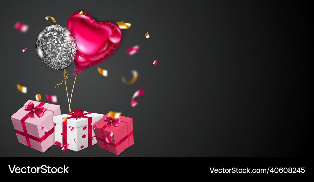 With balloons and gift boxes With balloons and gift boxes Vector Image