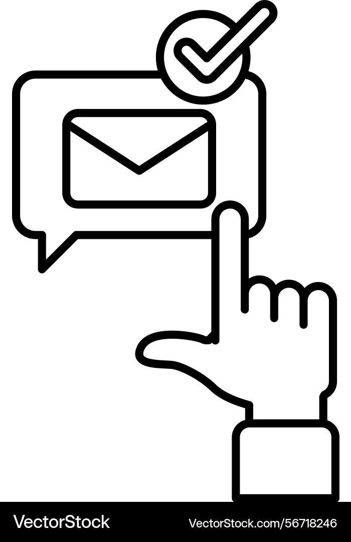 A hand pointing to an envelope with check mark Vector Image