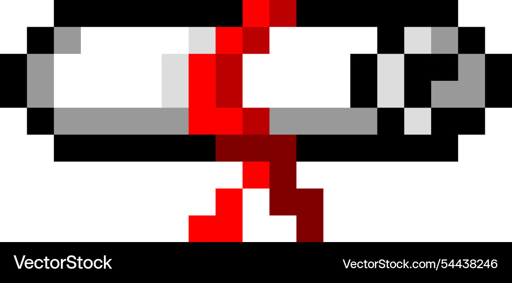 A pixelated image of white object with red A pixelated image of white object with red vector image