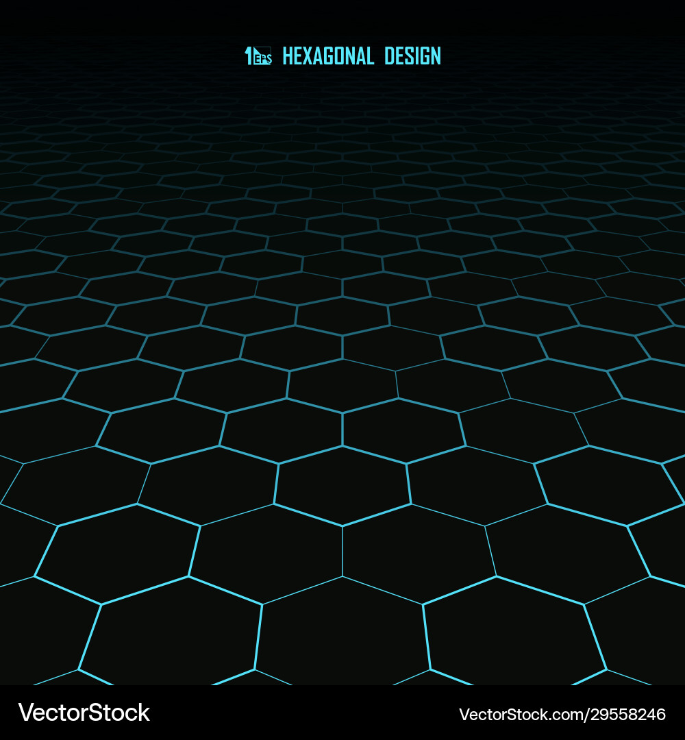 Abstract blue hexagonal pattern design on black Abstract blue hexagonal pattern design on black vector image