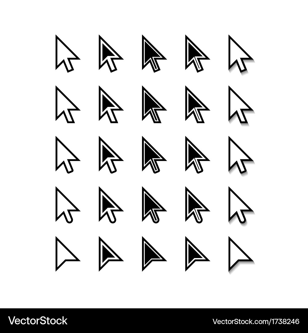 Arrows cursor icons mouse pointer set vector image