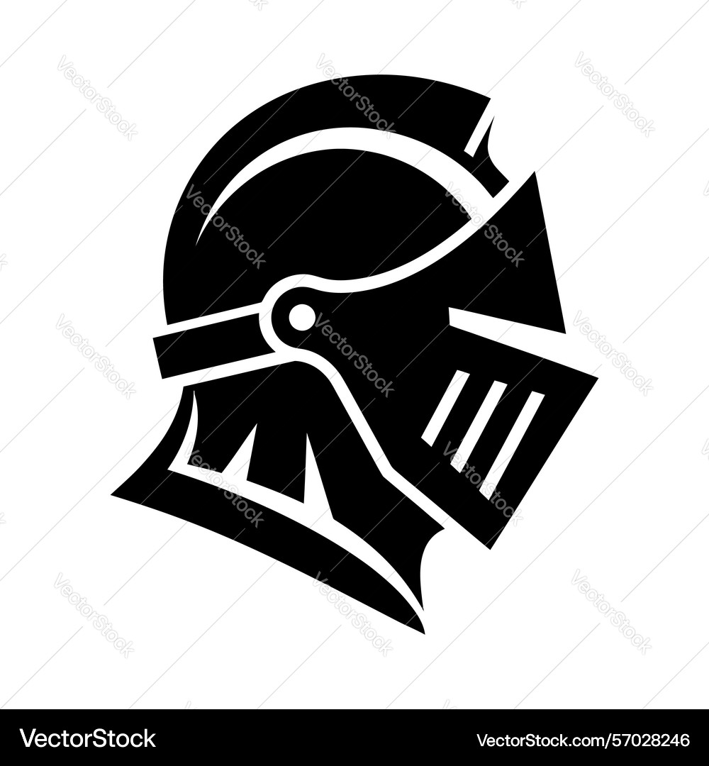 Bold black knight helmet silhouette with visor Bold black knight helmet silhouette with visor Vector Image