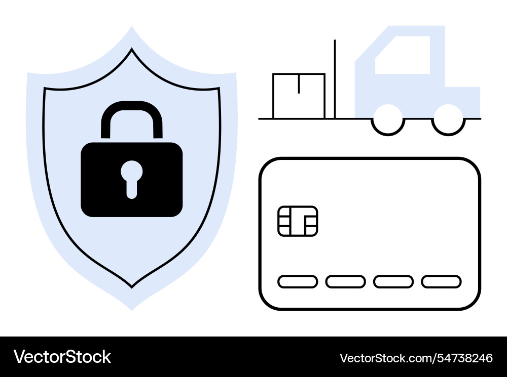 Cybersecurity for e-commerce shield with lock Cybersecurity for e-commerce shield with lock vector image