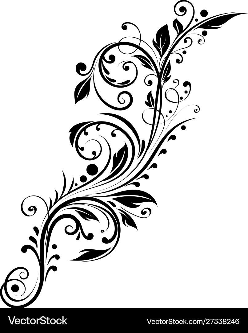 Elegant Black Floral Branch Vector Image