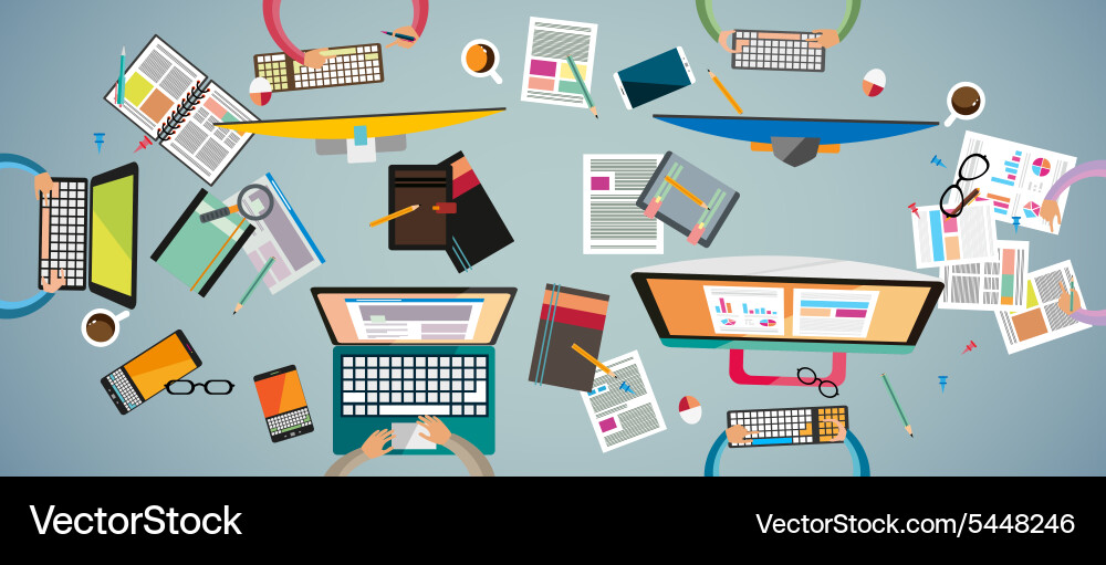 Ideal workspace for teamwork and brainsotrming vector image