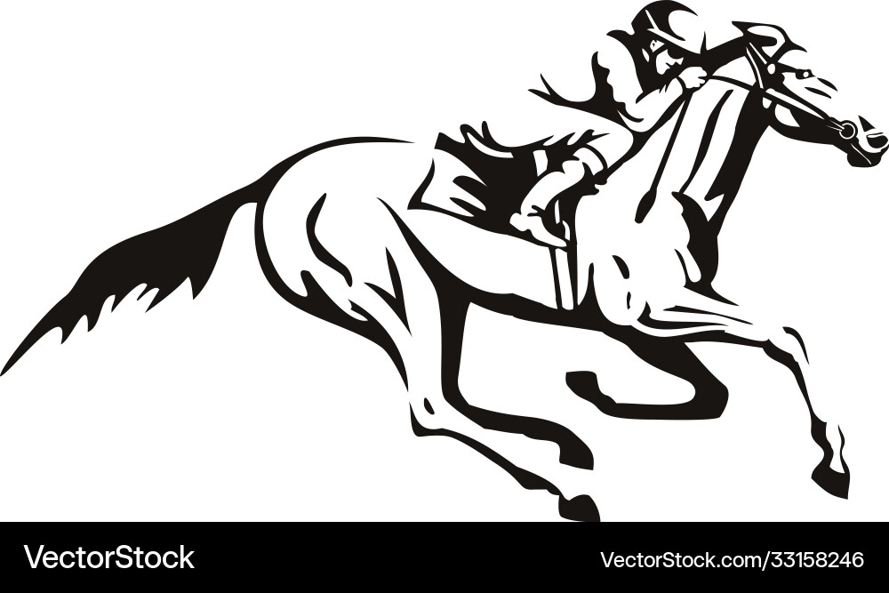 Jockey Riding Horse - Retro Style vector image