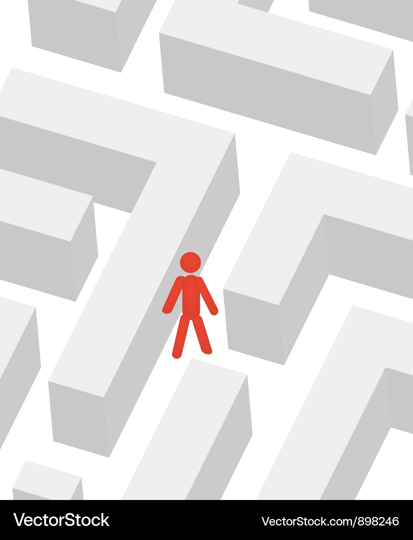 Man Lost in Labyrinth Vector Image