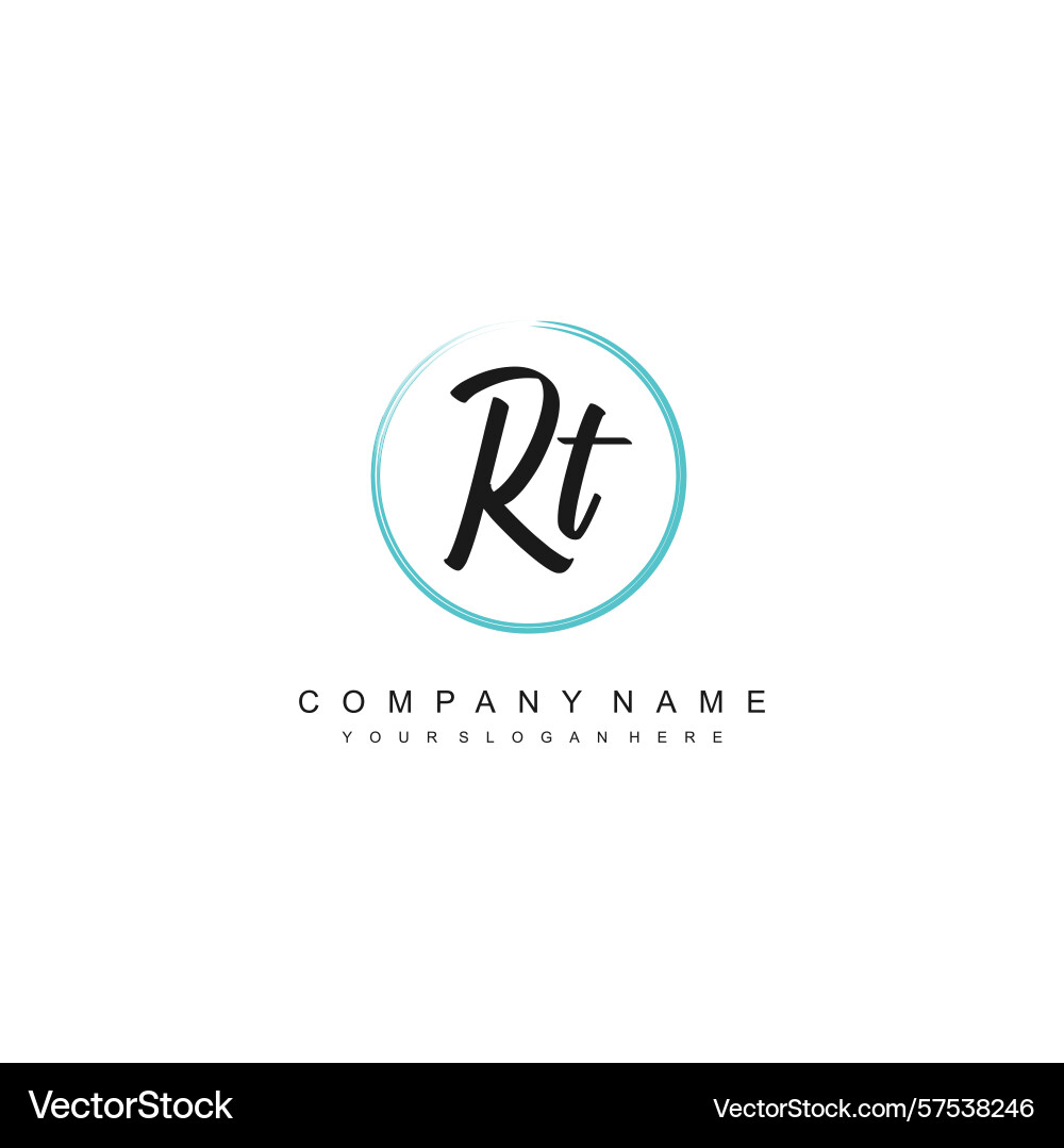 Minimal signature logo design with rt initials Minimal signature logo design with rt initials Vector Image