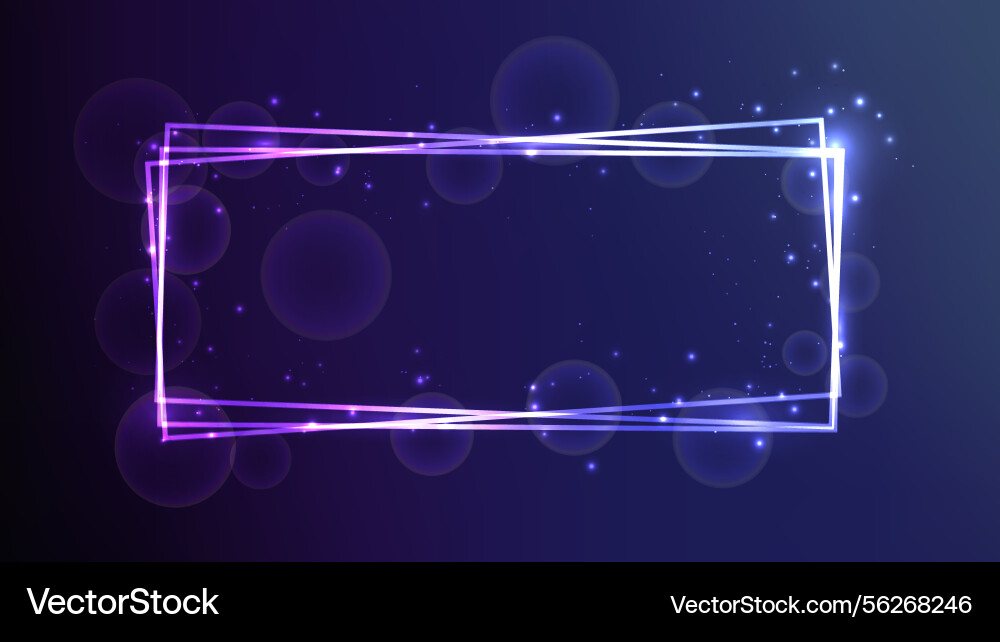 Neon rectangular frame with shining effects Neon rectangular frame with shining effects vector image