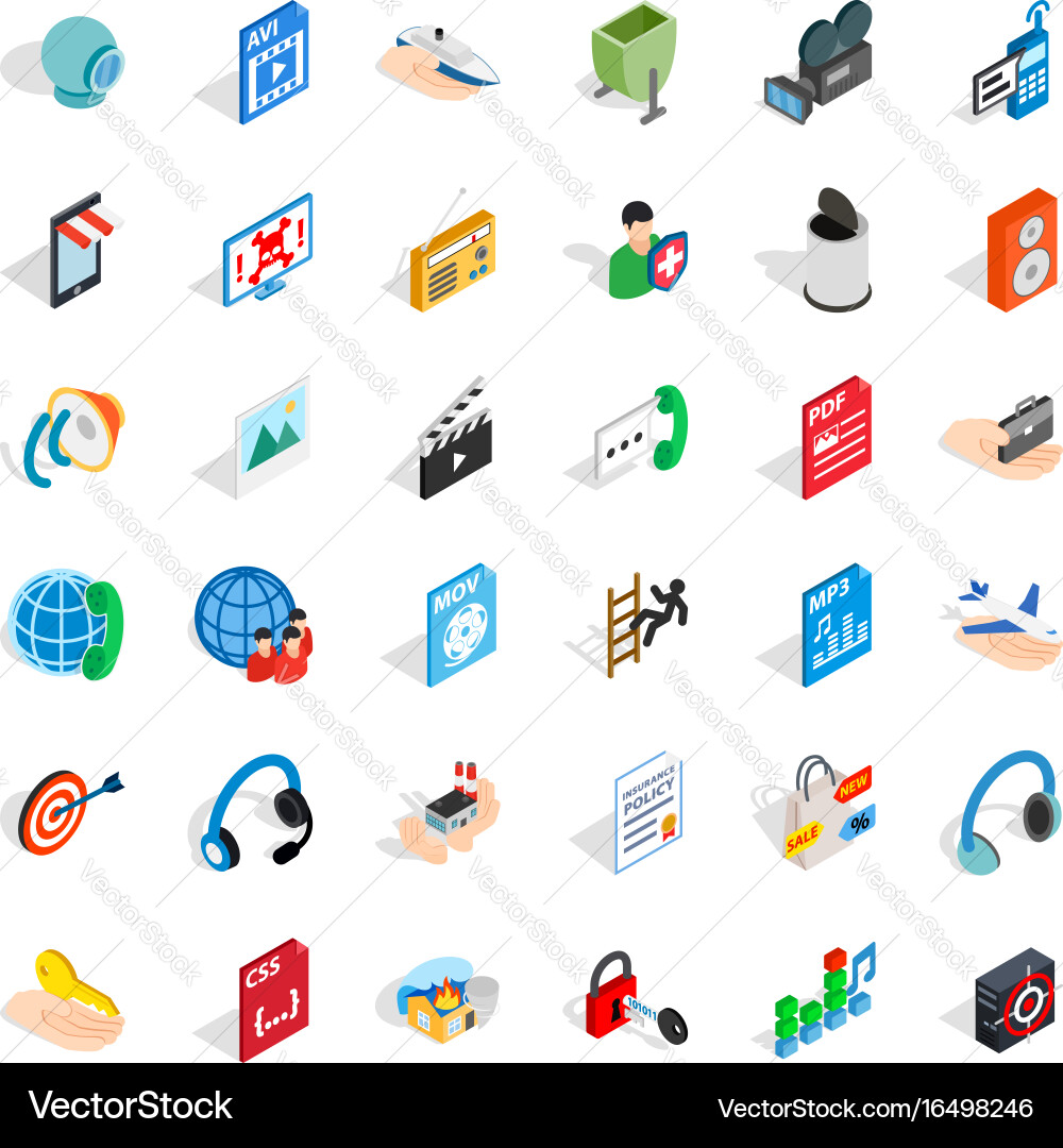 Web management icons set isometric style vector image