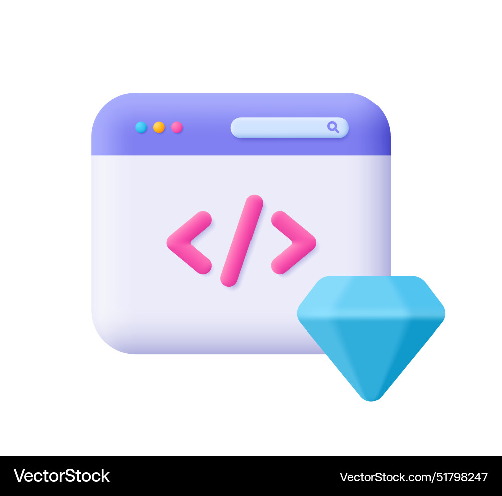 Clean code web page with and diamond seo Clean code web page with and diamond seo Vector Image