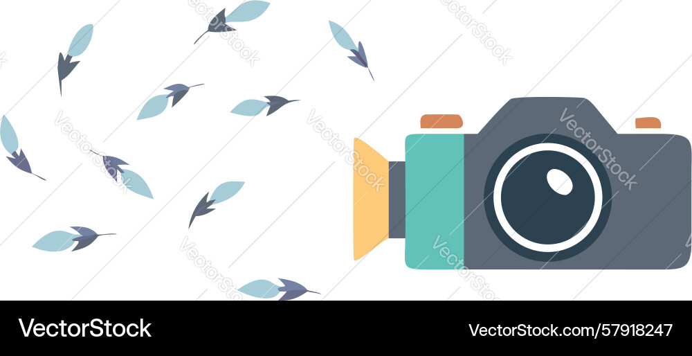 Compact camera with abstract blue element design Vector Image