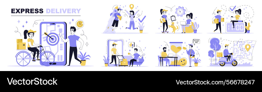 Express delivery concept set in flat web design Vector Image