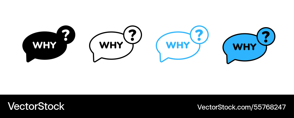 Four speech bubbles with the word why and question Vector Image