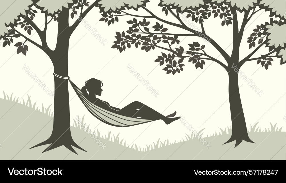 Inviting empty hammock under a shady tree design vector image