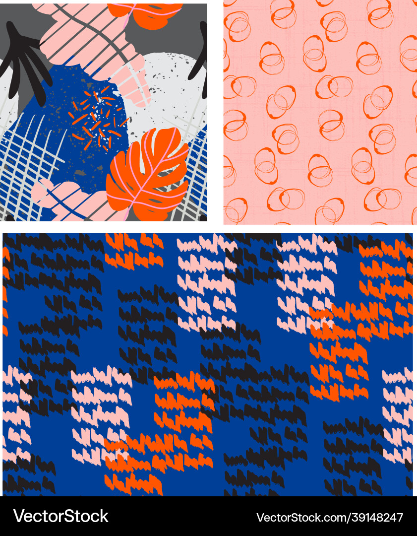 Modern collage floral leaves and shapes seamless Modern collage floral leaves and shapes seamless vector image