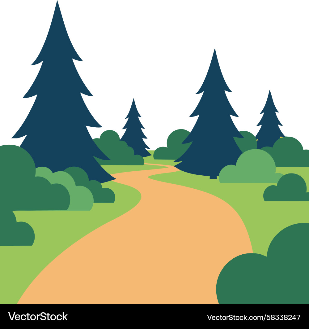 Pine Tree Forest Path Vector Image