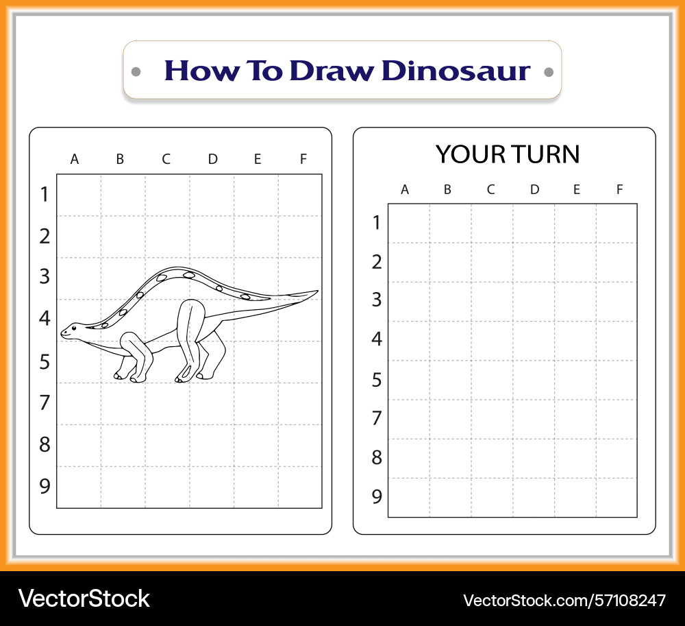 Step by guide on how to draw a dinosaur Vector Image