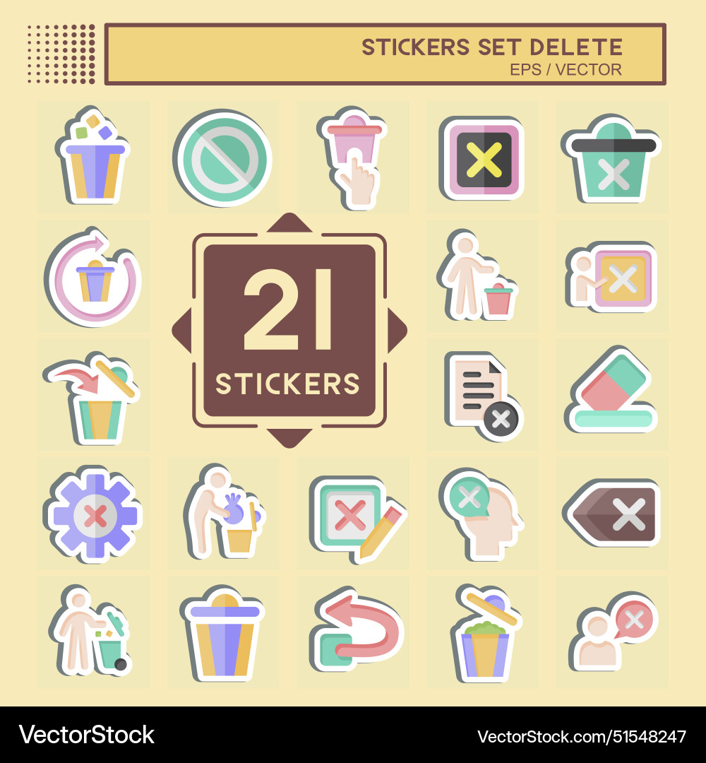 Sticker set delete related to button Sticker set delete related to button Vector Image