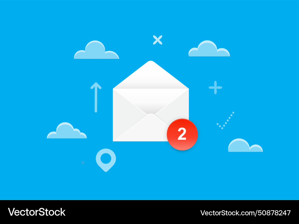White envelope with notification White envelope with notification vector image
