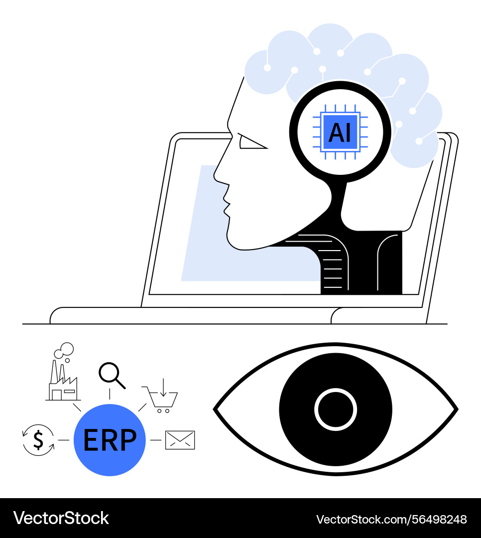 Ai-powered technology and erp integration Ai-powered technology and erp integration vector image