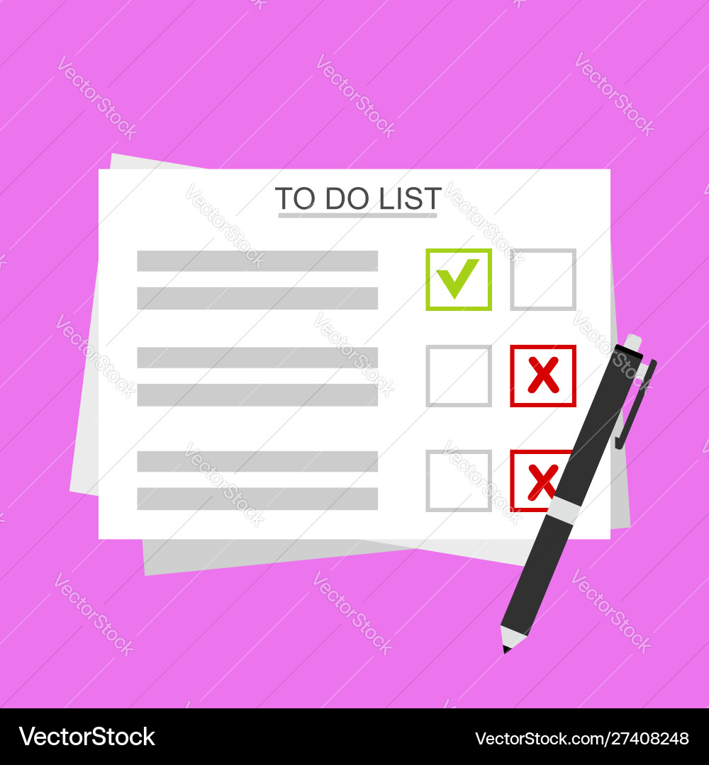 Checklist on to do list form with man signing Checklist on to do list form with man signing vector image