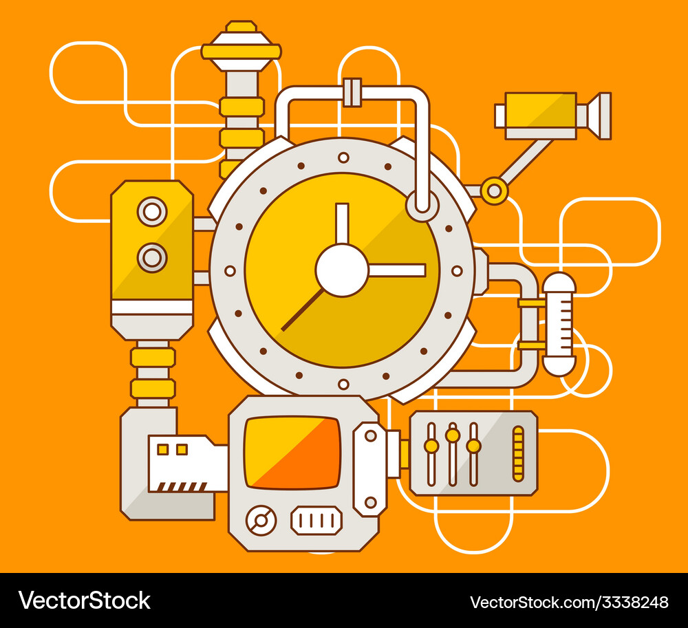 Clock Mechanism Blueprint Vector Image