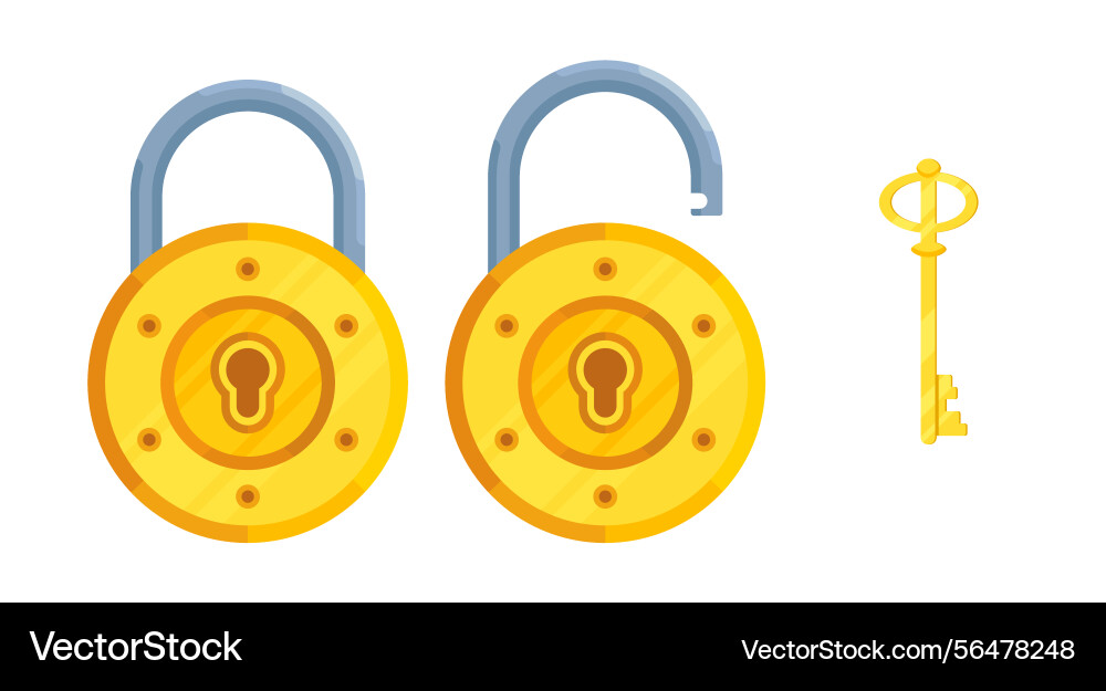 Detailed round locks with open and closed lock Vector Image
