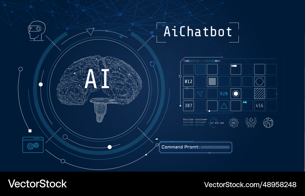 Digital brain with circuits minimalistic Digital brain with circuits minimalistic Vector Image