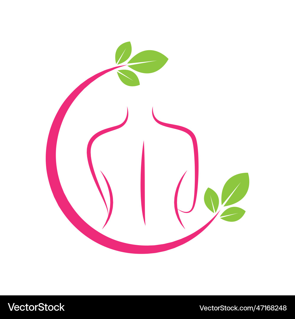 Female massage body treatment leaf logo design vector image