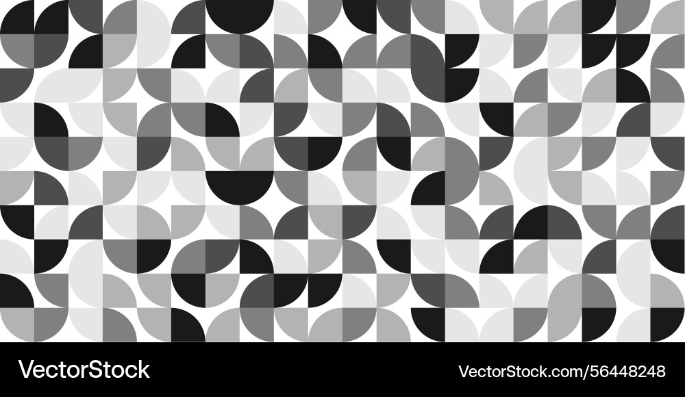 Grayscale geometric tile pattern with circular vector image